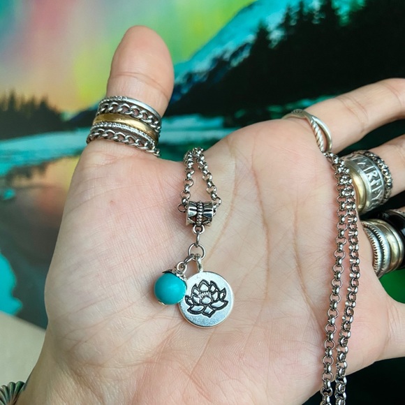 🔴Stainless steel chain turquoise & lotus flower - Picture 9 of 11